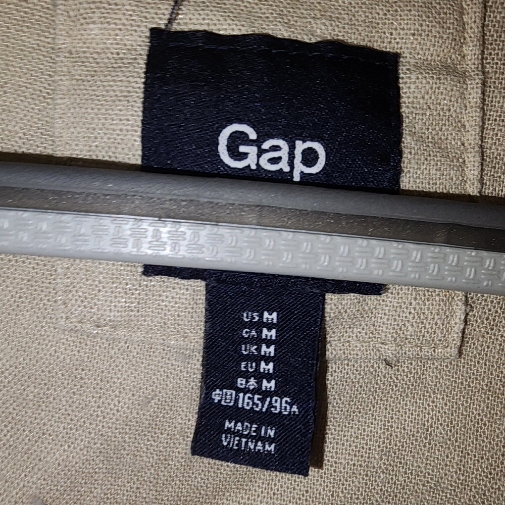 GAP linen moto jacket, M, beige with subtle metallic - Picture 3 of 5